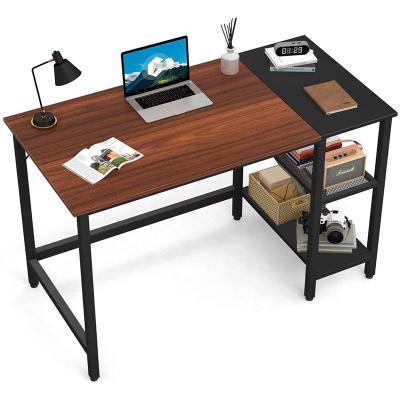 China Easy Assembly Mail Order Packing Metal Frame Computer Desk Table With Storage And Shelf for sale