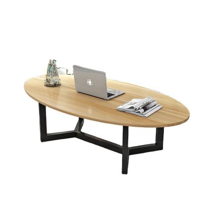 China Simple And Stylish Metal Leg Good Center Design Modern Oval Wood Coffee Table For Living Room for sale