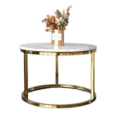 China Modern Hot Selling Side Table Gold Frame Stainless Steel Interlocking Coffee Table for sale