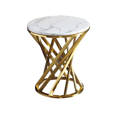 China Round Metal and Marble Modern Coffee Table Gold Side Table for Living Room for sale