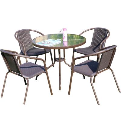 China Modern Home Furniture Outdoor General Use Glass Round Garden Dining Coffee Table for sale