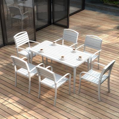 China Modern Waterproof Outdoor Furniture Metal Frame Dining Garden Table for sale