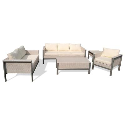 China Sofa Set Luxury Aluminum Patio Furniture European Outdoor Wicker Poly Rattan Garden Sofas for sale