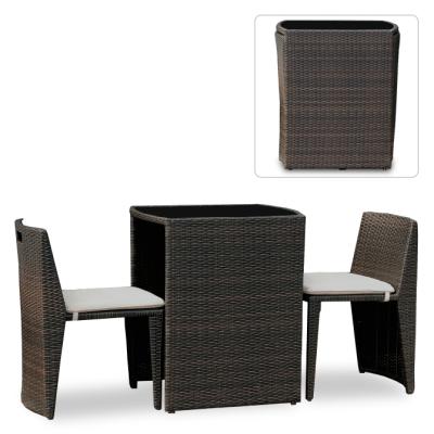 China Space Saving Outdoor Set of 3 Piece Cushioned PE Wicker Rattan for Balcony Garden Patio Bistros for sale