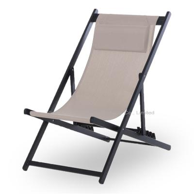 China Modern Outdoor Aluminum Sling Beach Pool Sun Couch Extended Folding Deck Chair for sale