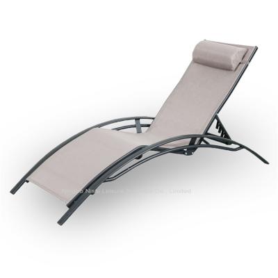 China Daybed Extended Modern Outdoor Aluminum Folding Bed Chair Sling Furniture Pool Beach Sun Sofa Recliners Lounge Chair for sale