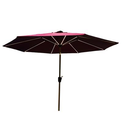 China Luxury Outdoor Furniture Advertising Solar Panel Charger LED Strip Light Garden Patio Umbrella Parasol With Led Light for sale