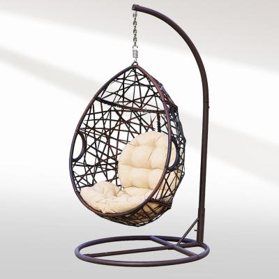 China Garden Furniture Balcony Tear Drop Outdoor Rattan Eggs Hanging Swing Chair With Stand for sale