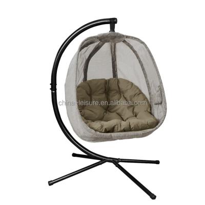 China Comfortable Outdoor Indoor Garden Balcony Furniture Porch Cloth Hanging Egg Swing Chair with Stand for sale