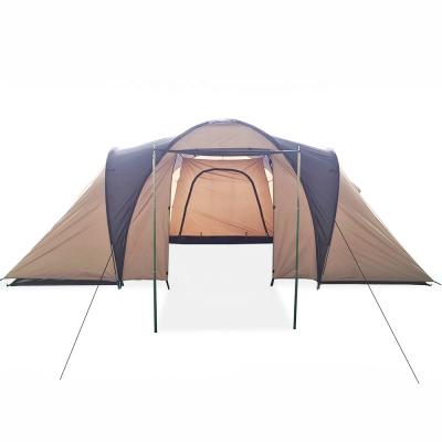 China Diagonal tying type professional 3 piece bedroom outdoor custom made luxury waterproof luxury large 6 door double layer family camping tent for sale