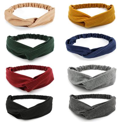 China Hair Bands 2023 Solid Color European American Hot Sport Headband Bow Knot Elastic Hair Bands For Women Ladies for sale