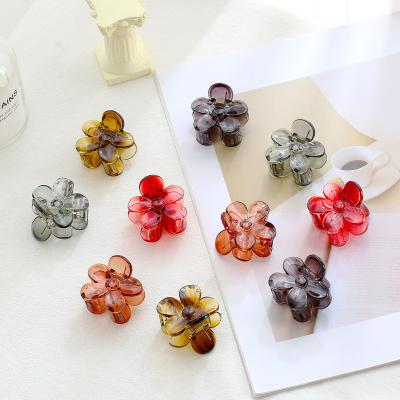 China Transparent Hair Decoration 1.18inch Small Flower Shaped Cute Hair Claw Clips Hairpins For Kids Girls Ladies for sale