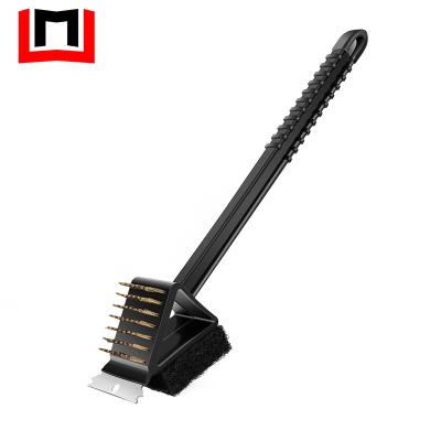 China Hot Selling 3-in-1 Easily Cleaned Bristle BBQ Grill Cleaner Free Brush And Scraper for sale