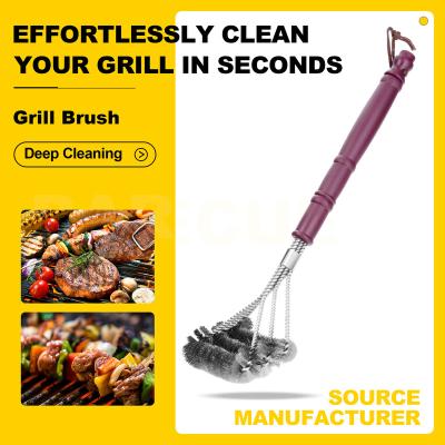 China New Design Long Handle Grill Brush Steel Wire Brush Easily Cleaned Plastic Main Grill Brush for sale