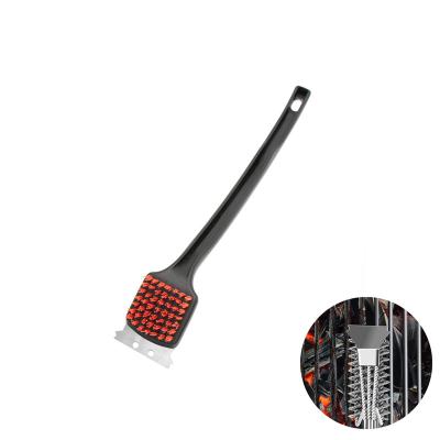 China Easily Cleaned Nylon Grill Brush And Scraper OEM Stiffen Free BBQ Cleaner Grill Net Brush for sale