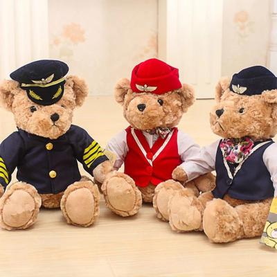 China Custom Pilot Kids Gift Police Doll/Flight Stewardess Bear Birthday Gift Kids Wholesale 22cm Teddy Bear Plush Toy Promotion Captain Play for sale