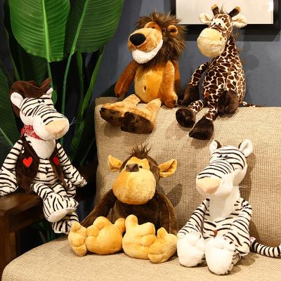 China Wholesale Customized Kids Gift/Promotion Jungle Animals Elephant Giraffe Monkey Husky Dog Stuffed Plush Zoo Animals Set Toy for sale