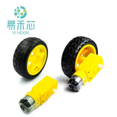 China Intelligent DC Deceleration Car Chassis Robot Tire + DC Gear Motor Set Wheel Wheel Motor for sale