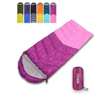 China Fashion Popular Compressed Cotton Portable Splicing Single Sleeping Envelope Type Striping Camping Hiking Sleeping Bag for sale