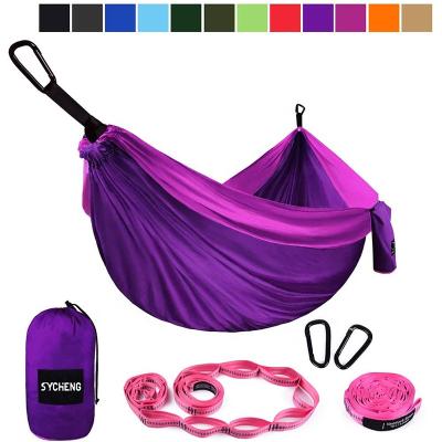 China 2 person adult portable portable outdoor parachute nylon camping hammock with mosquito net for outdoor for sale