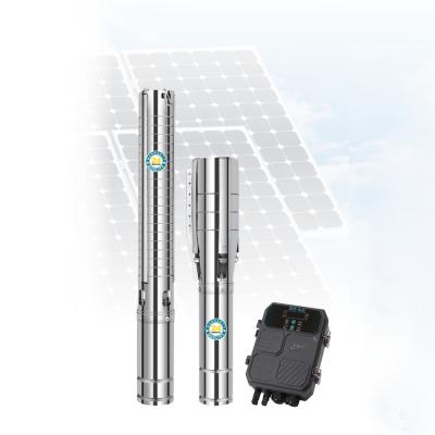 China Family Homes LION DC Solar Panel Well Powered Deep Submersible Water Pumps With MPPT DC Controller for sale