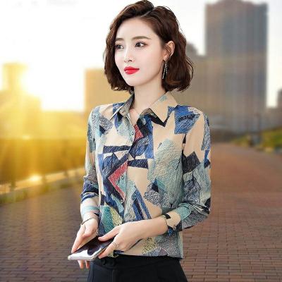 China Anti-pilling 2021 summer new fashion trending best wholesale slim turn down long sleeve custom design women's casual print shirt for sale