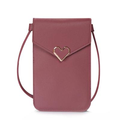 China Phone Bag Mini Crossbody Cell Phone Pouch Purse PU Leather Shoulder Bag With Touch Screen Window for sale