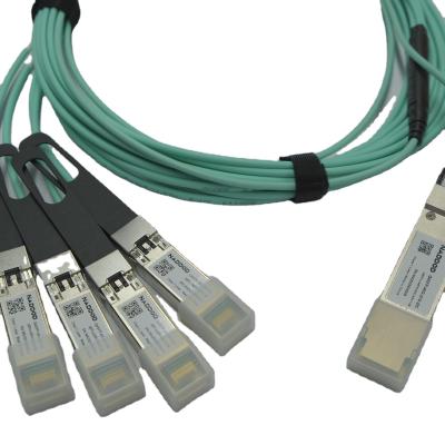 China Data Center Q4SFP-40G-A10-GC 40G QSFP+ to 4xSFP+ Active Breakout Optical Cable 10m for sale