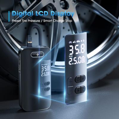 China Durable Wholesale Tire Inflator Mini Intelligent Cordless Digital Display High Pressure Wireless Car Compressor for sale