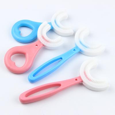 China Wholesale Reusable Trend 360 Kids U Shape Manual Toothbrush 360 Baby Silicone Toothbrush Children U-shape Baby Toothbrush for sale