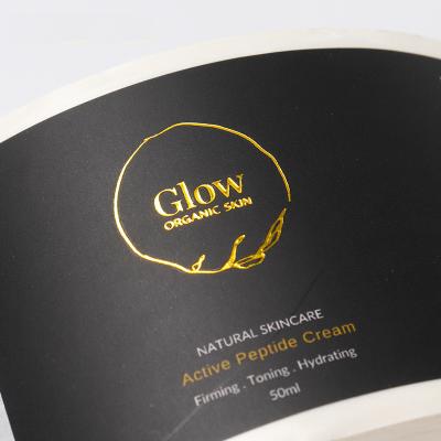 China Eco-Friendly Eco-Friendly Biodegradable Adhesive Black Gold Foil Paper Packaging Labels Stickers Printing for sale