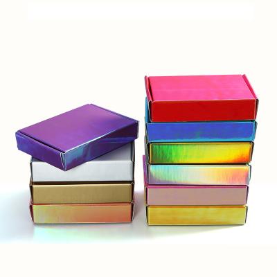 China Recycled Logo Printing Corrugated Packaging Paper Materials Custom Glossy Color Holographic Folding Advertisement Box for sale