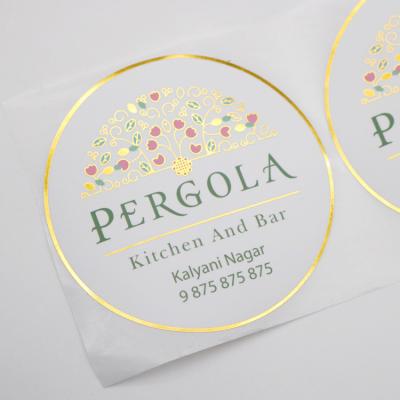 China Recycle Professional Custom Gold Foil Stamping Embossed Printed Round Logo Sticker Maker for sale