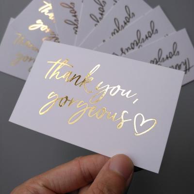 China Money Packaging Professional Printing Luxury Gold Foil Hot Stamp Business Paper Thank You Cards for sale