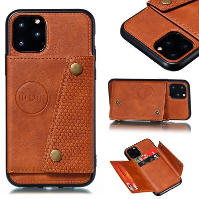 China The latest popular shockproof casual leather phone case with stand in 2021 can insert credit card for iphone12 pro max phone case for sale