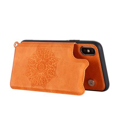 China Shockproof With Stand With Cards Retro Vintage Leather Cover Vintage Slim Fit PU Leather Cell Phone Case For iPhone X for sale