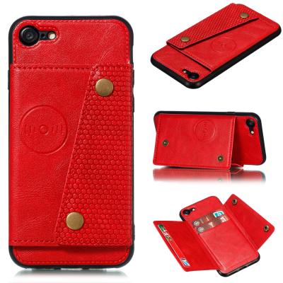 China The latest popular shockproof casual leather phone case with holder in 2021 can insert credit card for iphone 7 mobile phone case for sale