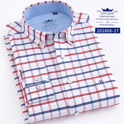 China Camiseta de manga larga de algodón para hombres Enzima Lavado Oxford Tejido Camiseta para hombres en venta