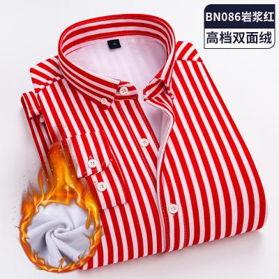 Chine Chemise thermique épaisse en velours, à deux côtés, à la mode et confortable Chemise d'affaires rayée à vendre