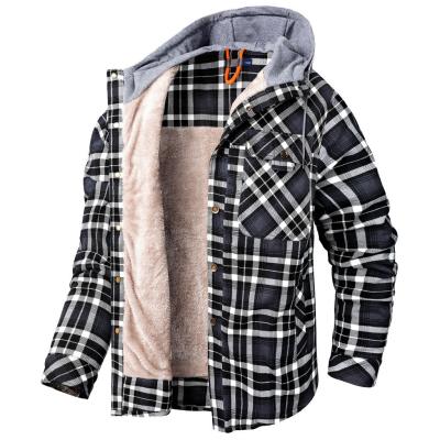 China Men′ S Plaid Long Sleeve Flannel Lined Buttoned Shirt Winter Windproof and Warm Jacket for sale