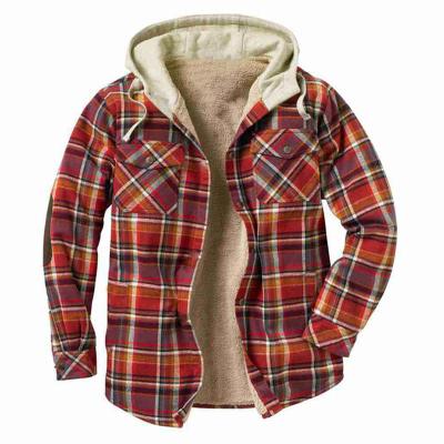 China Men′s Camp Night Berber Lined Hooded Flannel Shirt Jacket for sale