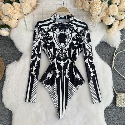 China Autumn One-Piece Top Sexy Slim Stand Collar Bottom Jumpsuit Woman for sale