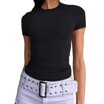 Chine Femmes & prime, Casual Crop Tops Slim Fit Manches courtes T-shirts étroits pour le cou à vendre