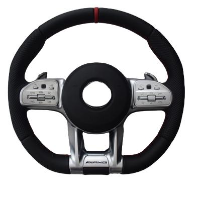 China Leatherwear AMG Red Suede Alignment Steering Wheel for sale