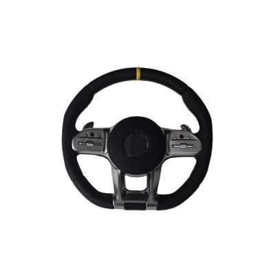 China Sports Apply To W204 W205 W211 AMG Full Leather Yellow Alignment Mark Steering Wheel for sale