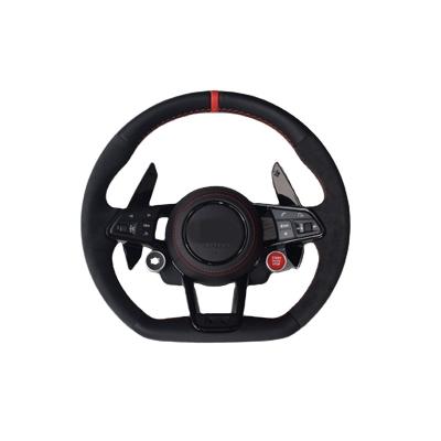 China Sports Apply to A-Series RS-series R8 Semi Red Suede Alignment Marker Carbon Fiber Paddle Steering Wheel for sale