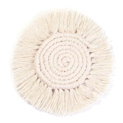 China Sustainable Handmade Knitted Fabric Cup Table Decoration Cotton Coaster for sale