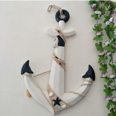 China Mediterranean Europe Style Boat Anchor Decor Wall Ornament Crafts Wooden Decoration for sale