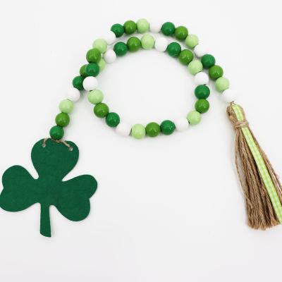 China St. Patrick's Day Hemp Wooden Rope Felt Decoration During Lreland Festival Bead Irish String Tassel for sale