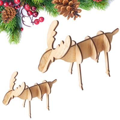 China Popular Christmas Gift Christmas Ornaments Creative Wooden Reindeer Elk Decorations Diy Desktop Size Children Gifts for sale